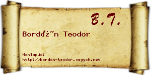Bordán Teodor névjegykártya